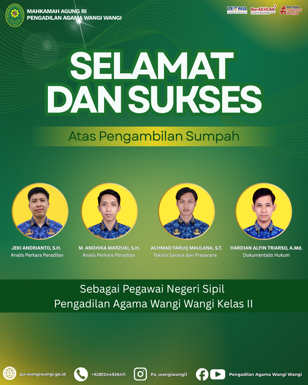 Ucapan Selamat Pelantikan PNS